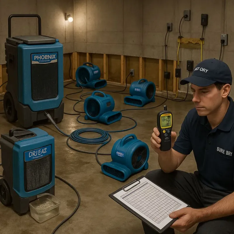 Structural Drying and Dehumidification process in Weimar, TX